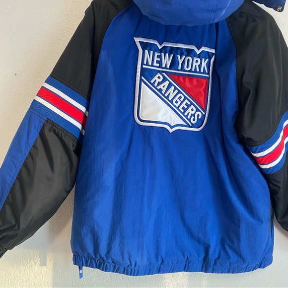 Vintage Starter New York Rangers 1/2 Zip Embroidered Jacket Large Hooded Hood L - Picture 7 of 10